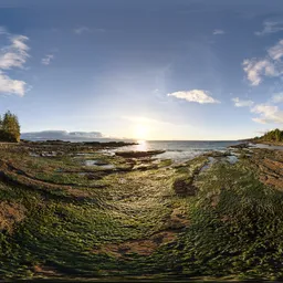 Sunny Sunset at Ocean Coast