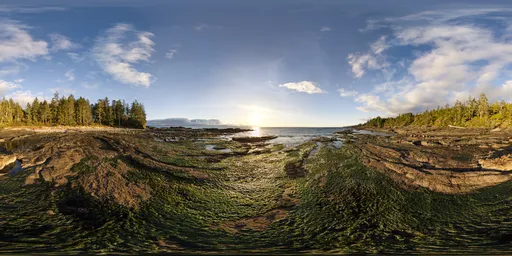 Sunny Sunset at Ocean Coast