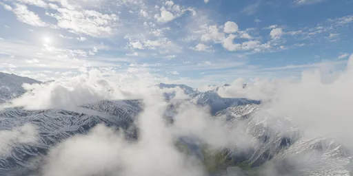 Aerial Mountain Cloudy Landscape