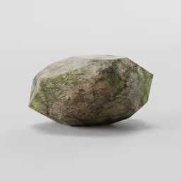 Ultra low-poly 3D boulder optimized for Blender with 2K PBR textures, suitable for virtual landscapes.