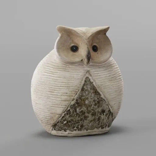 Detailed stone-textured owl 3D model optimized for Blender, ideal as decorative CGI asset.
