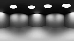 Smooth gradient lighting with multiple ceiling spots for 3D scene illumination.