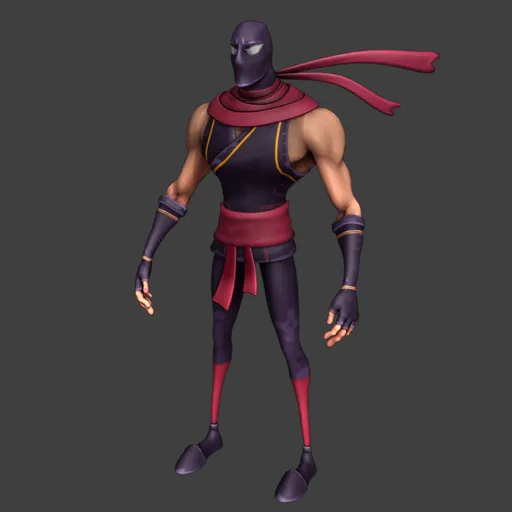 Sleek stylized Ninja Rigged