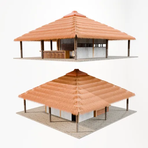 Straw beach bar