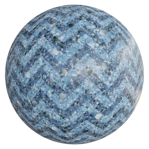 High-quality 4K zigzag terrazzo tile PBR material for Blender 3D and other 3D apps, perfect for floor texturing.