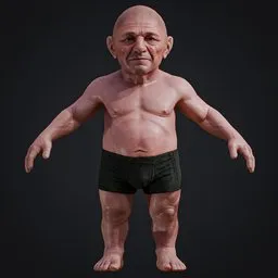 Dwarf Base mesh Body + Face Rigged