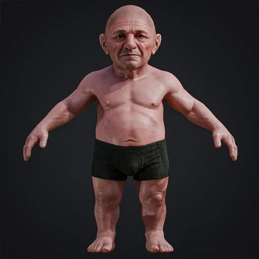Dwarf Base mesh Body + Face Rigged