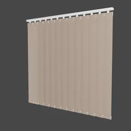 "Beige ribbon curtain with white rod and adjustable length for Blender 3D. Perfect for office window shades. Inspired by Andrey Yefimovich Martynov's detailed design."