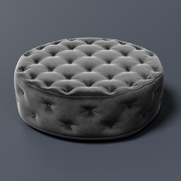 "Grey velvet round ottoman with tufted buttons, ideal for modern interiors - BlenderKit 3D model"
OR
"Add a touch of sophistication with our upholstered grey velvet round stool - Blender 3D model"