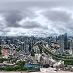 Highsky city road building clouds