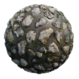 4K PBR texture of wet rocks with puddles for Blender 3D, created with Substance Sampler and AI, showcasing detailed water and stone surfaces.