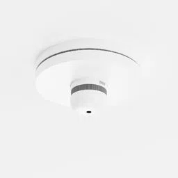Detailed 3D model of a modern white smoke detector, compatible with Blender for realistic rendering.