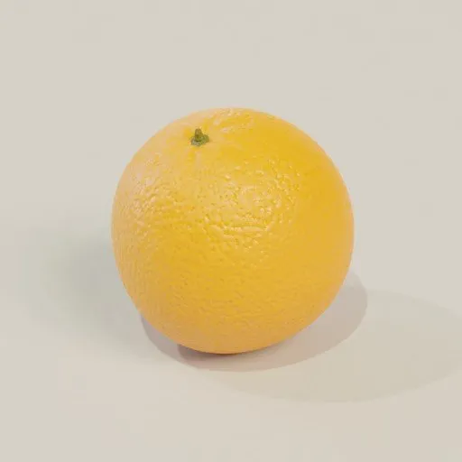 Detailed 3D rendered orange model showcasing texture and lighting, suitable for Blender graphics projects.