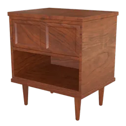 Detailed lowpoly mid-century drawer 3D model with high-resolution textures, perfect for Blender rendering.