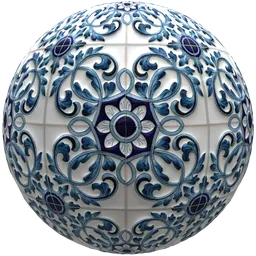 Blue Floral Rosette Tile