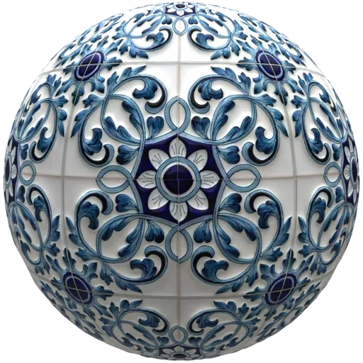 Highly detailed PBR ceramic tile texture with vintage Mexican patterns for 3D rendering in Blender and other software.
