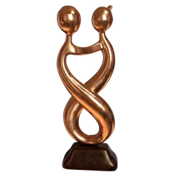 "Bronze couple sculpture 3D model for Blender 3D - perfect for desk decor or any use. Stylishly designed, with twisted shapes and golden spiral accents. Download now and enjoy!"