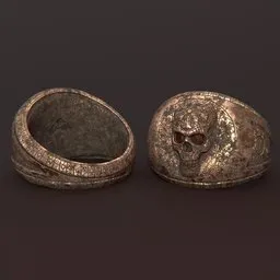 Copper Skull Signet Ring Dirty