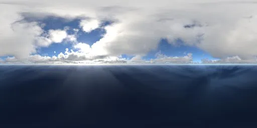 10K HDR image featuring a dynamic cloudy blue sky for realistic lighting in 3D scenes.