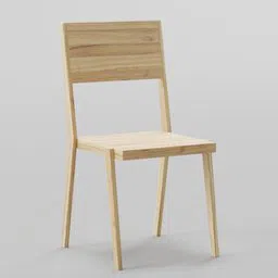 3D model of a simple wooden chair with a modern design, compatible with Blender for interior rendering.