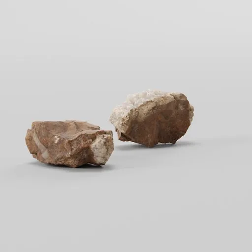 Highly detailed 3D model of two calcite stones with high-resolution textures, suitable for Blender visualization.