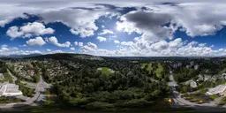 Sunny Cloudy Day Aerial City