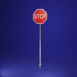 Highly detailed 3D model of an octagonal red stop sign, traffic control asset, ideal for 3D renders and simulations.