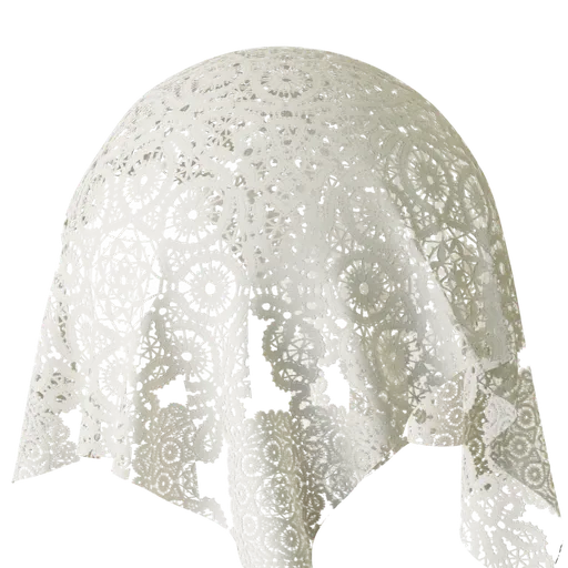 Detailed PBR lace fabric texture for 3D modeling in Blender, ideal for vintage decor.