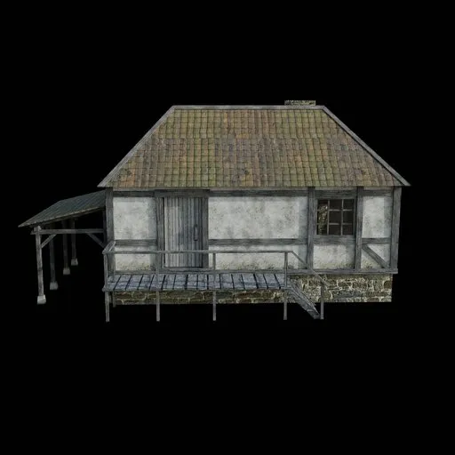 Low-poly textured 3D model of a medieval-style house, suitable for Blender and historic visualization.
