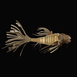 Intricately designed 3D Koi fish ceiling light model with detailed textures and animated form, perfect for Blender rendering.