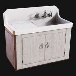 Antique Edwardian Kitchen Sink Painted