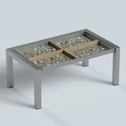 Glass table with seashells