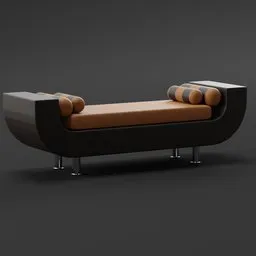 High-quality 3D model of a modern curved leather sofa, perfect for interior design renderings in Blender.