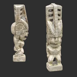 Tiki God Fanged Maw Statue Marble