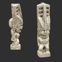 Tiki God Fanged Maw Statue Marble