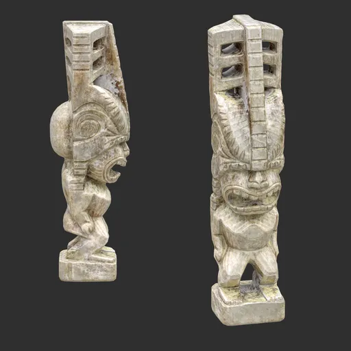 Tiki God Fanged Maw Statue Marble