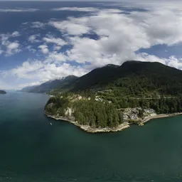 Aerial Mountains and Ocean Coast Sunny