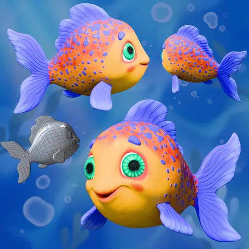 Stylized Cartoon Fish (Rigged)