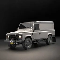 Detailed 3D model of a Land Rover Defender 110 with realistic textures, suitable for Blender rendering and close-up views.