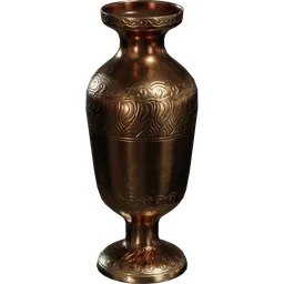 Detailed ornate brass vase 3D model with intricate patterns, compatible with Blender rendering.