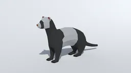 Stylized low poly 3D ferret model in Blender, optimized for CG visualization with separate eye mesh.
