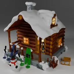 Stylized Snow Cabin