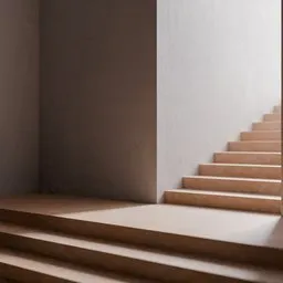 Terracotta stairs with concrete wall