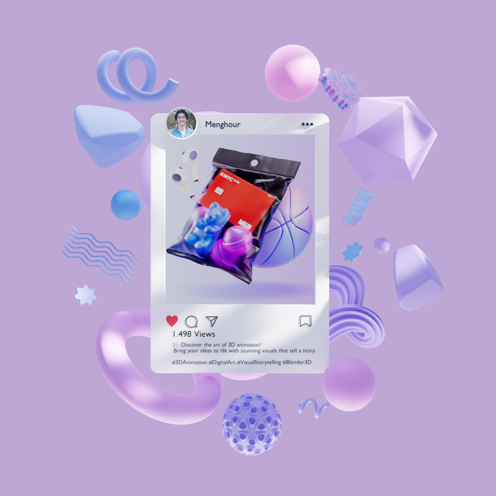 3D Instagram Post Frame Mockup Abstract scenes BlenderKit