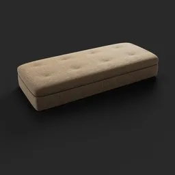 Detailed Blender 3D model of a beige tufted sofa on a plain background, showcasing texture and design.