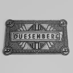 "Metal Duesenberg Luxury Belt buckle inspired by Juergen von Huendeberg and featuring epic level of detail, perfect for 3D models in Blender 3D. This unique design is a must-have for clothing accessories enthusiasts and includes a clock and multiple pendants."