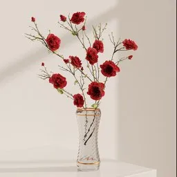 Red Rose Branch Vase