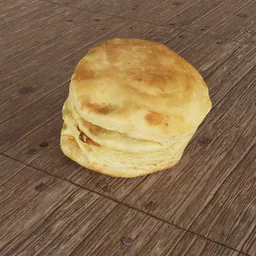 Realistic 3D model of a flaky baked tall bun with optimized quad mesh for Blender rendering.