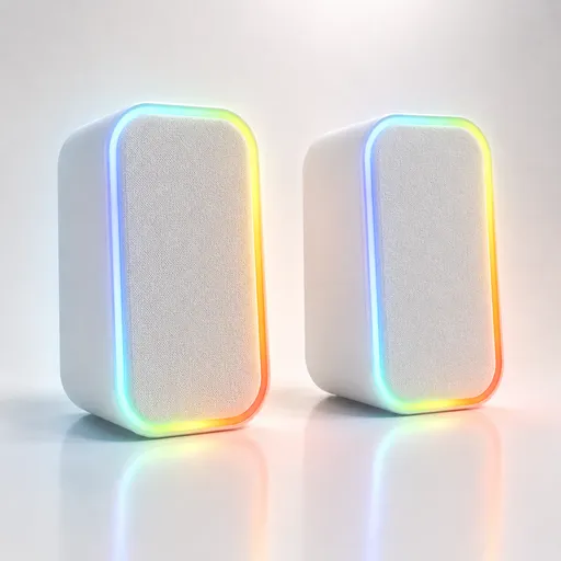 Modern White RGB Wireless Speakers