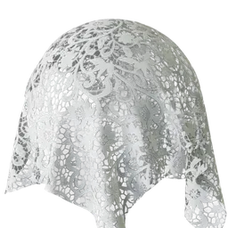 White rose lace pattern PBR material for 3D Blender models, ideal for clothing and interior design textures.